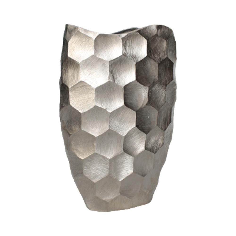 Metal, 20" Honeycomb Vase, Siver. Picture 1
