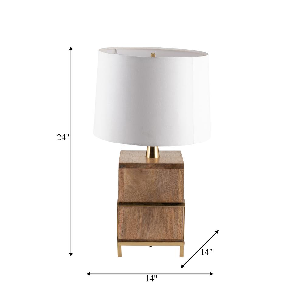 Wood, 24"h Cylindrical Table Lamp, Gold/natural. Picture 7