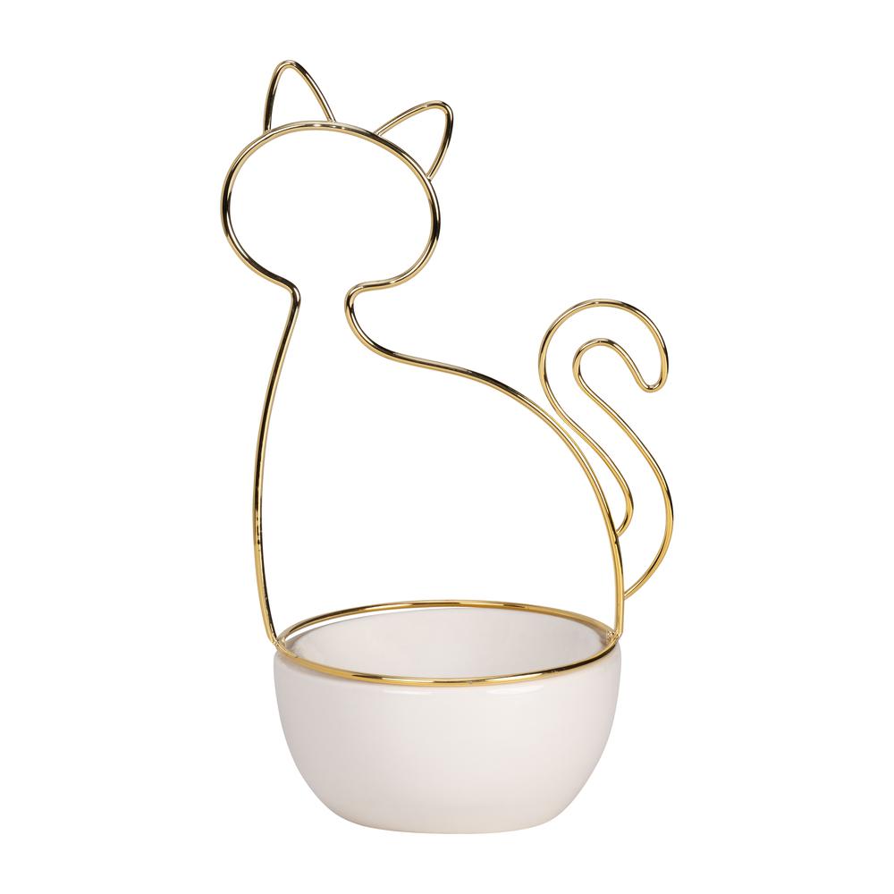 10"h Cat Trinket Tray, White. Picture 4