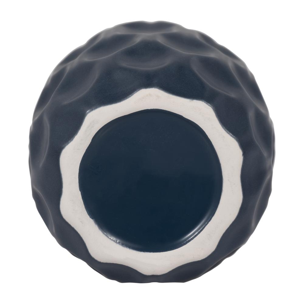 Cer, 8" Honeycomb Dimpled Vase, Navy. Picture 6