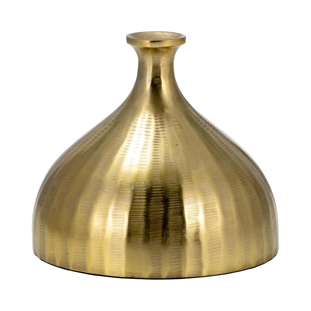 Metal, 7" Bulbous Vase,gold. Picture 1