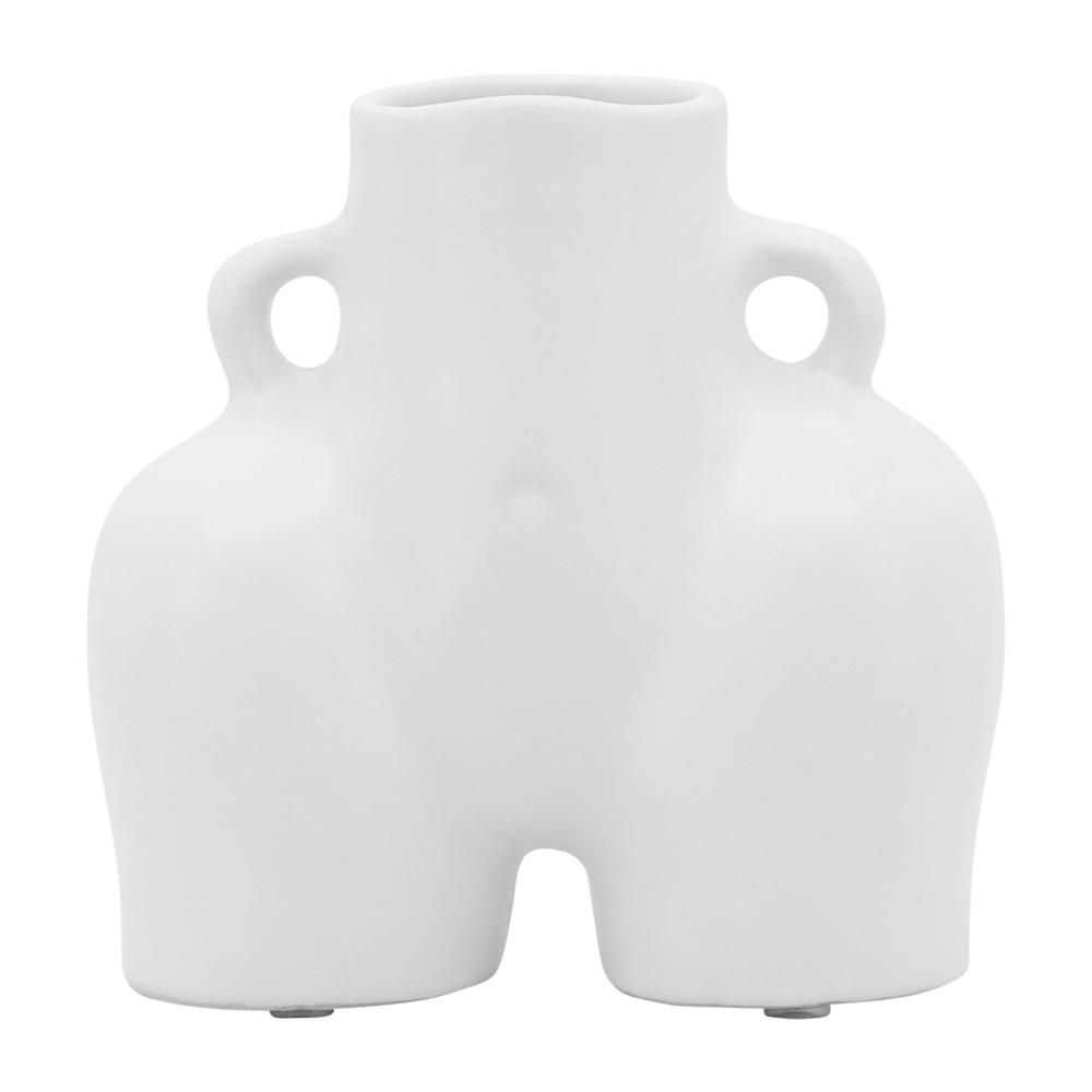 Cer, 6" Half Body Vase, White. Picture 2