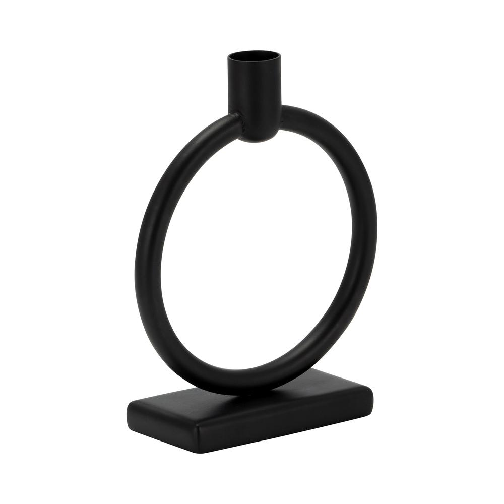 Metal,7"h, Circle Taper Candle Holder,black. Picture 3