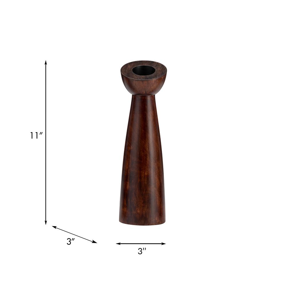 Wood, 11"h Slanted Candle Holder, Brown. Picture 8