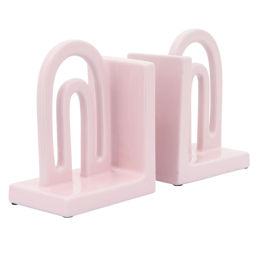 Cer,s/2 6" Arch Bookends, Blush. Picture 1
