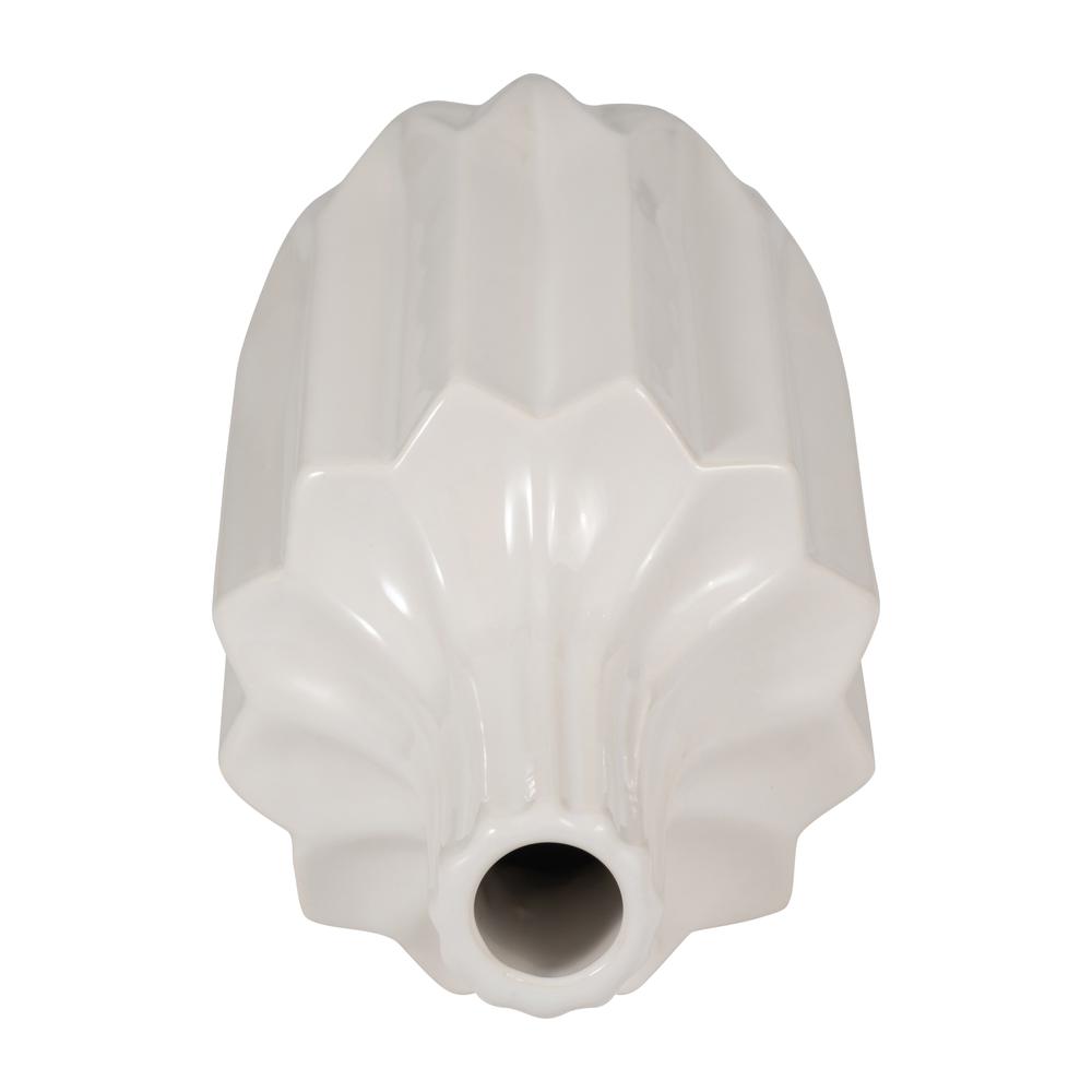 Cer, 13" Fluted Vase, White. Picture 5