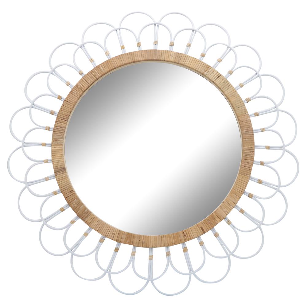 36" Daisy Wall Mirror, White. Picture 1