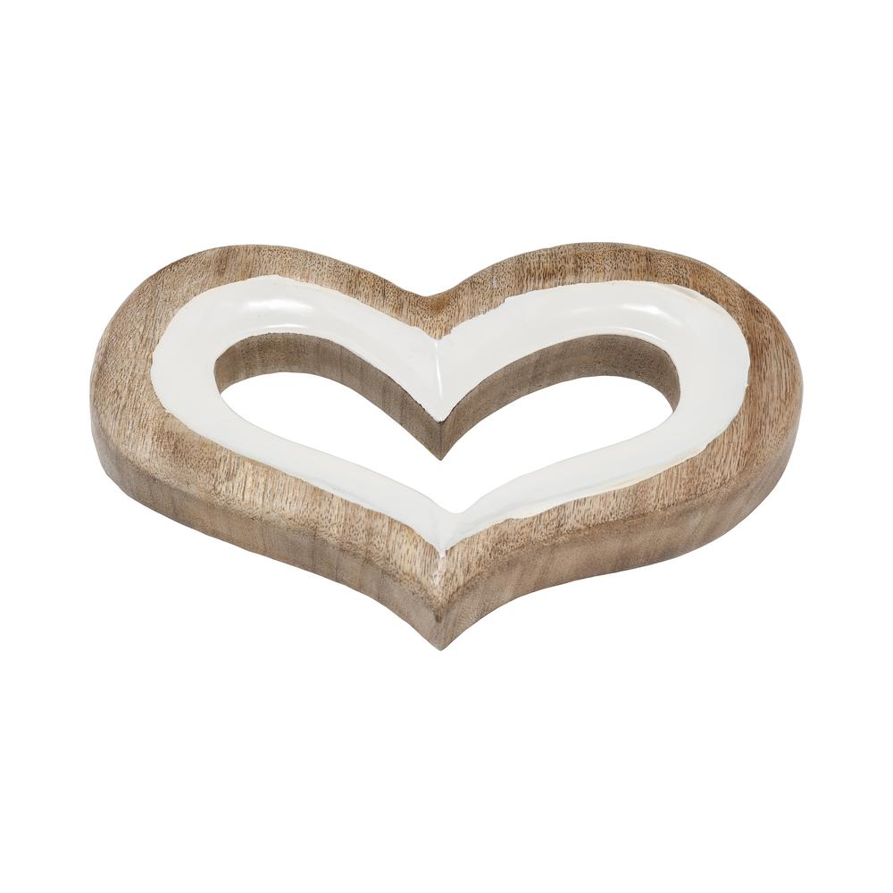 Wood, 10" Heart Deco, White. Picture 1