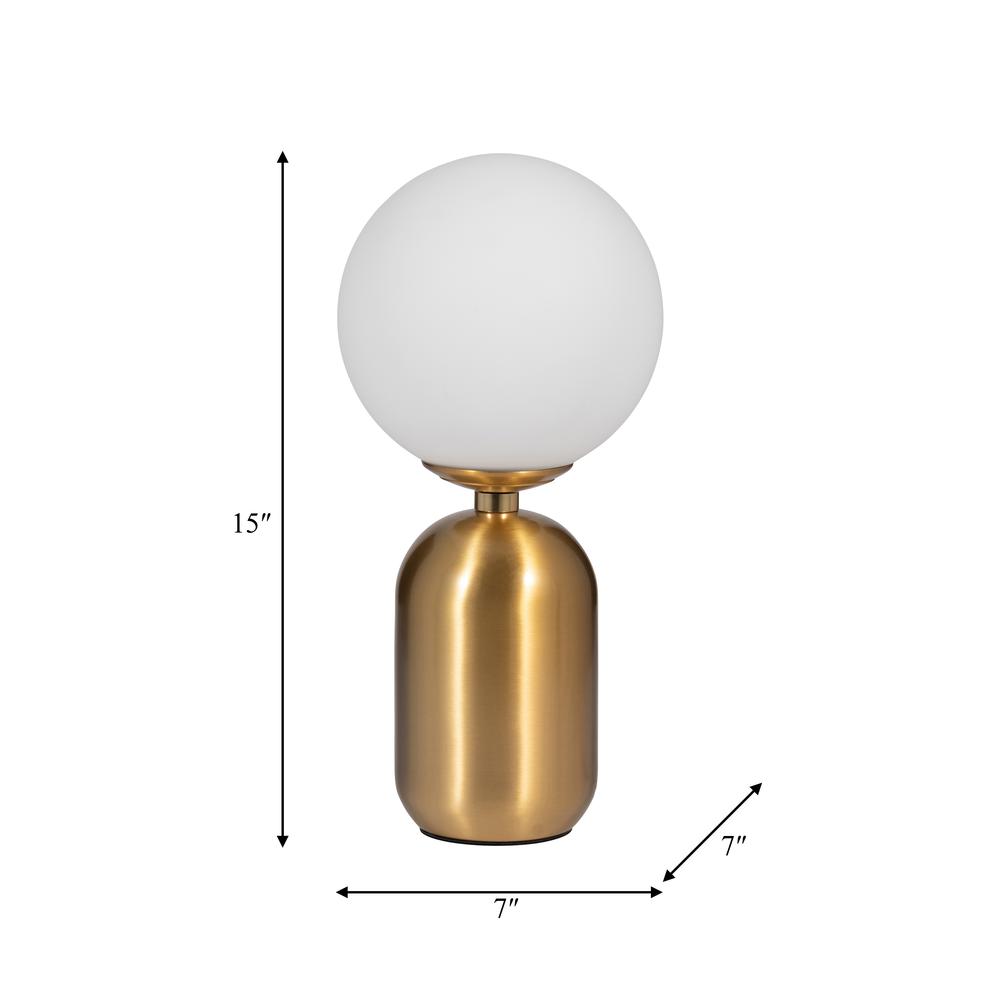 Glass/metal 15" Frosted Globe Table Lamp, Gold. Picture 8