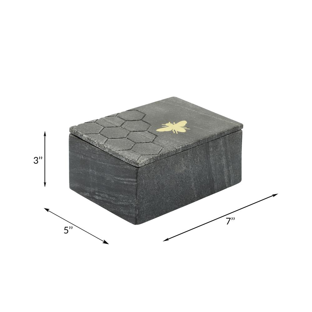 Marble 7x5 Marble Box W/ Bee Accent, Black. Picture 6