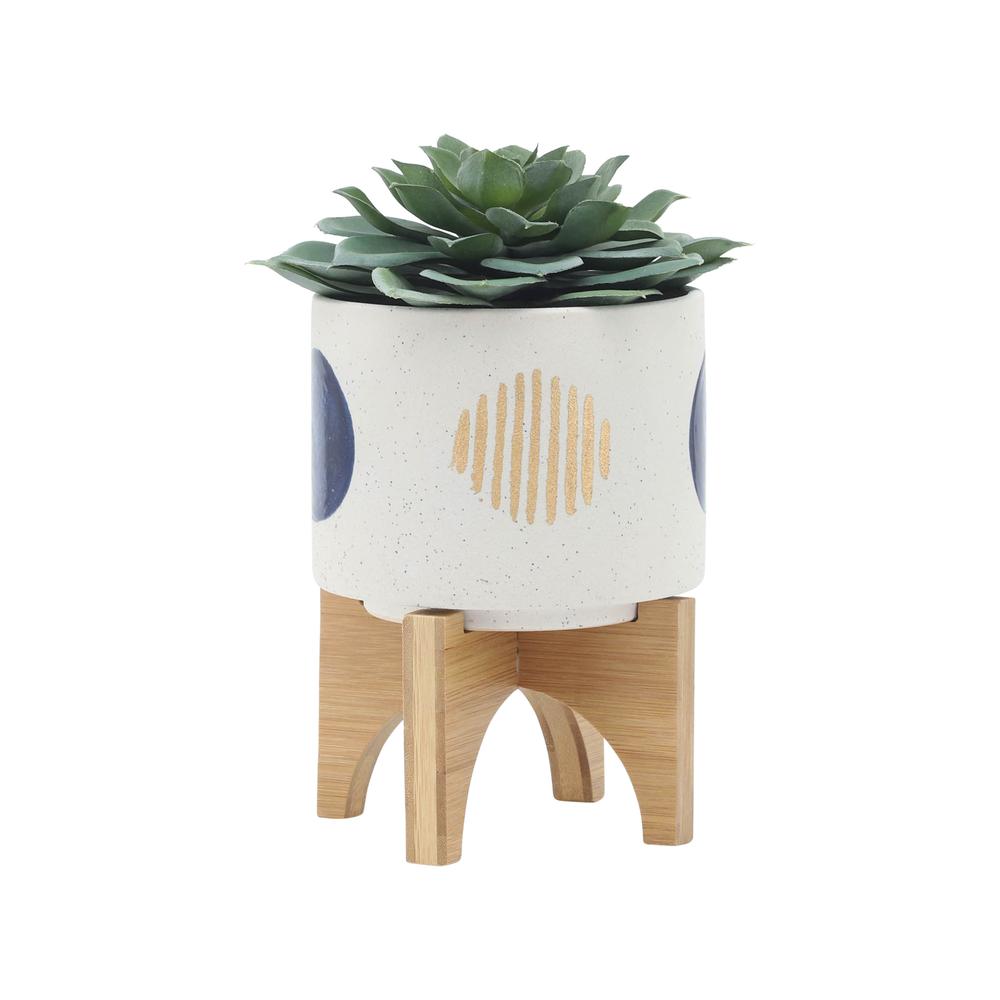 S/2 5/8" Funky Planter W/ Stand, White. Picture 4