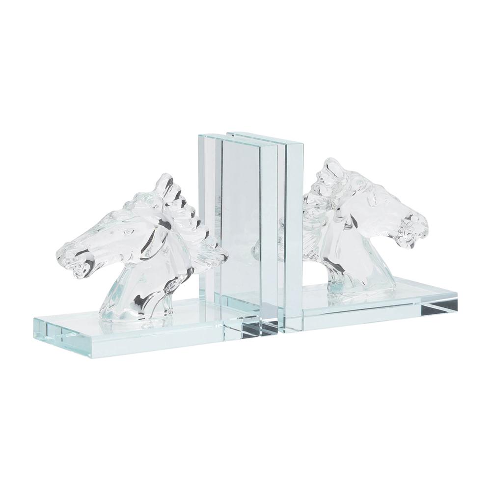 Crystal, S/2 5"h Horse Bookends. Picture 1
