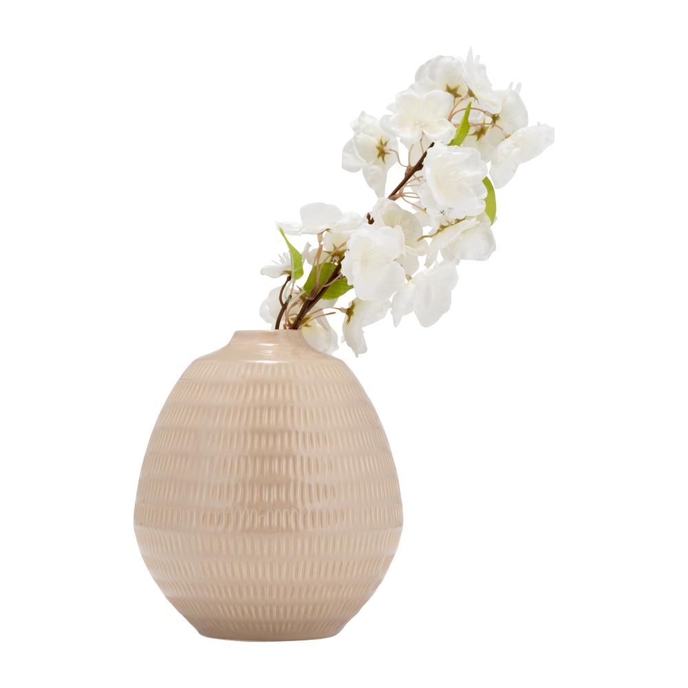 Cer,7",stripe Oval Vase,irish Cream. Picture 3