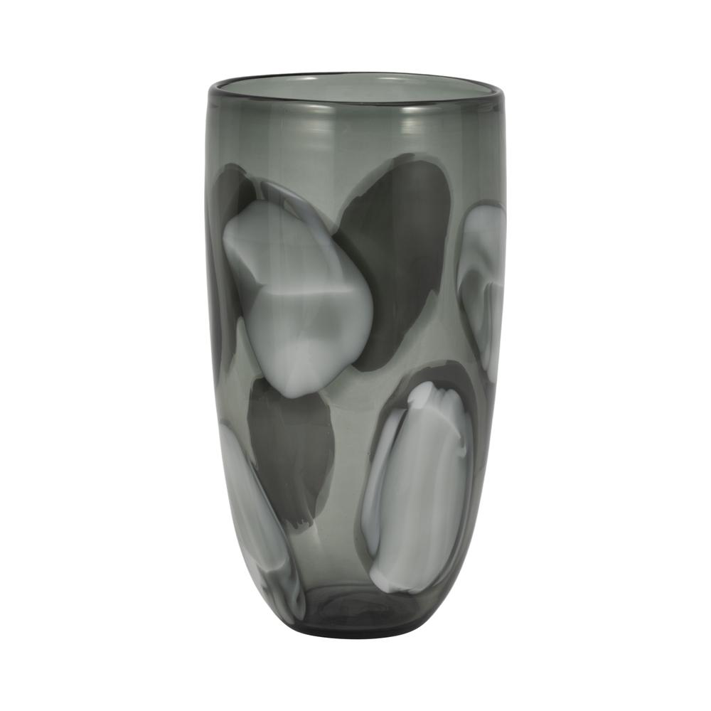Glass, 14" Hand Blown Vase, Aqua. Picture 3