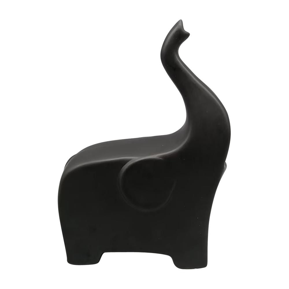 Cer, 7" Trunk Up Elephant, Black. Picture 1