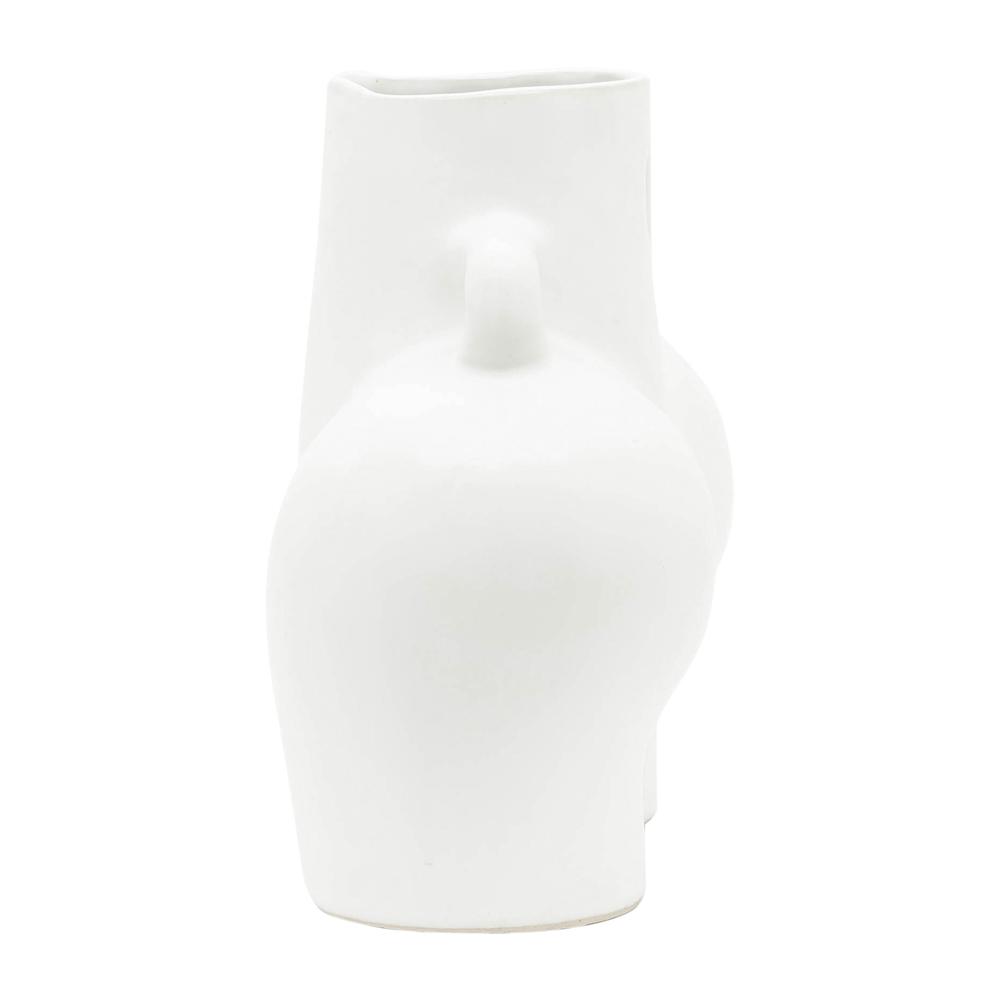 Cer, 7" Half Body Vase, White. Picture 3