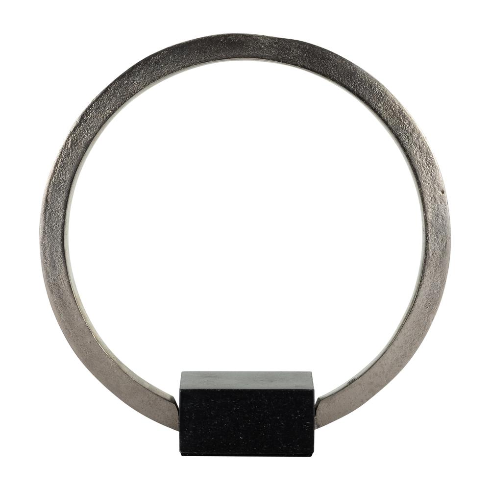 Metal,12",standing Ring W/base ,nickel/black. Picture 1