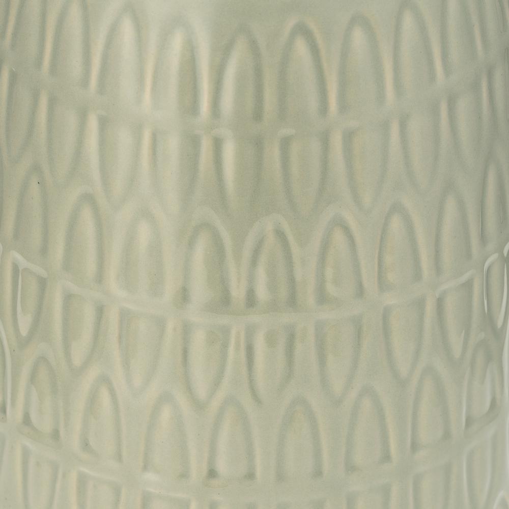Cer, 12"h Carved Vase, Cucumber. Picture 4