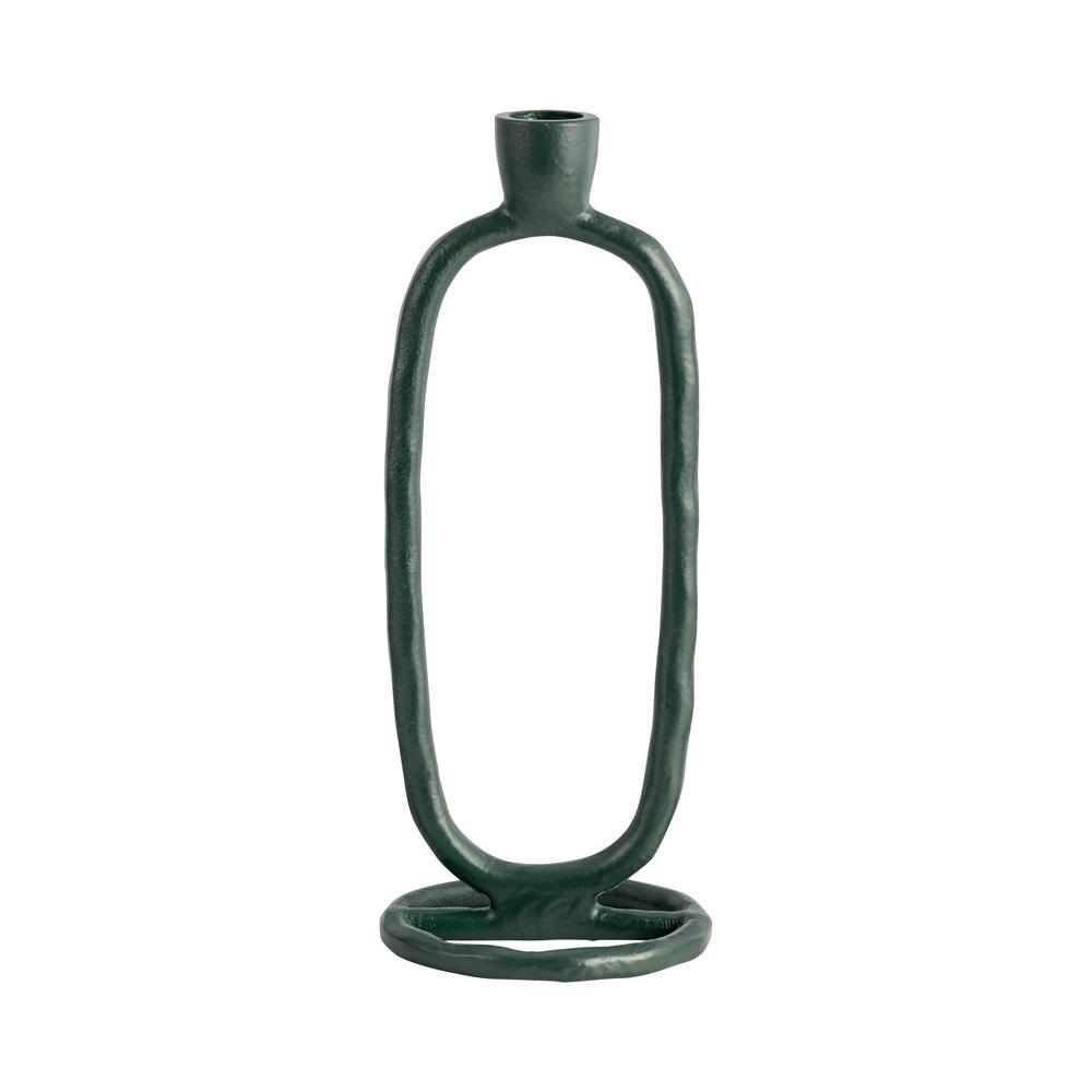 Metal, 10" Open Oval Taper Candleholder, Dark Gree. Picture 1
