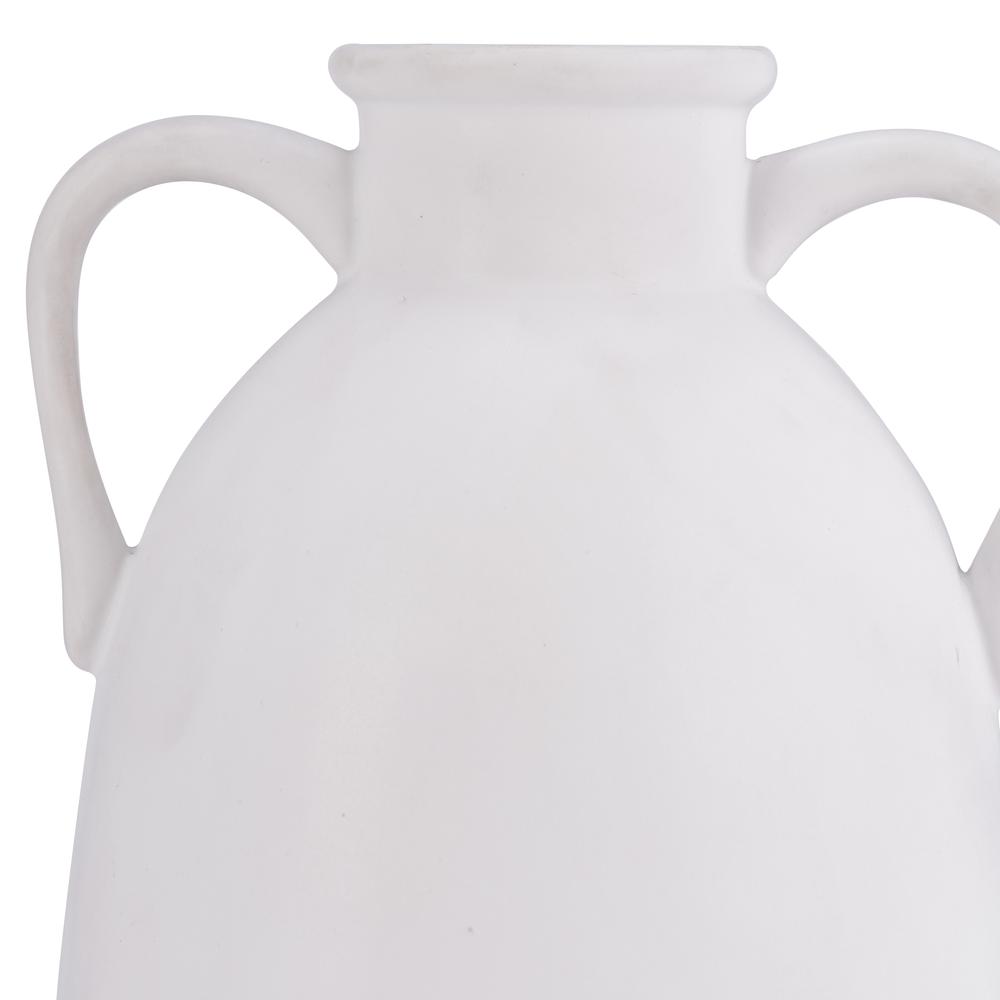 Cer, 10"h Eared Vase, White. Picture 6