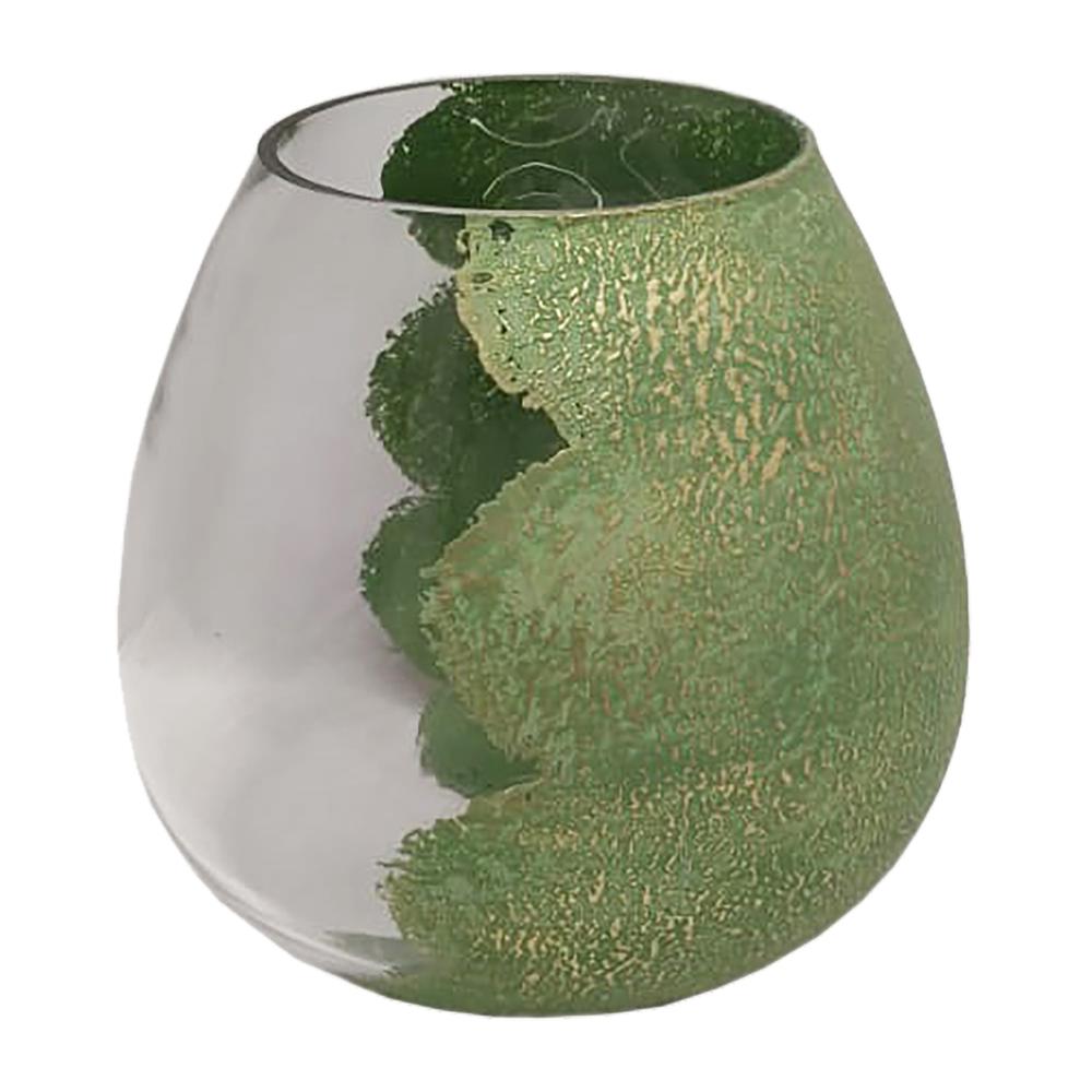 Glass, 10" Dipped Vase, Green. Picture 2