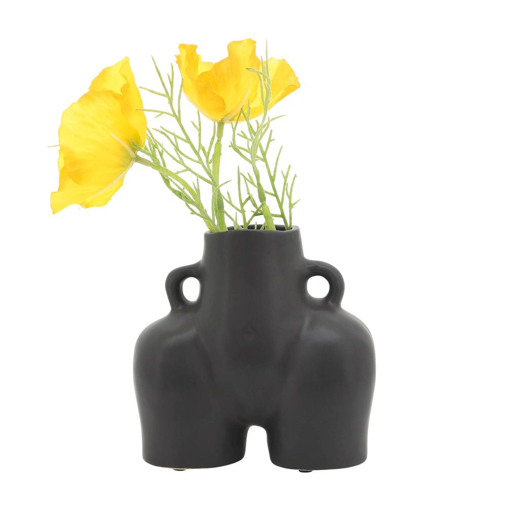 Cer, 6" Half Body Vase, Black. Picture 5