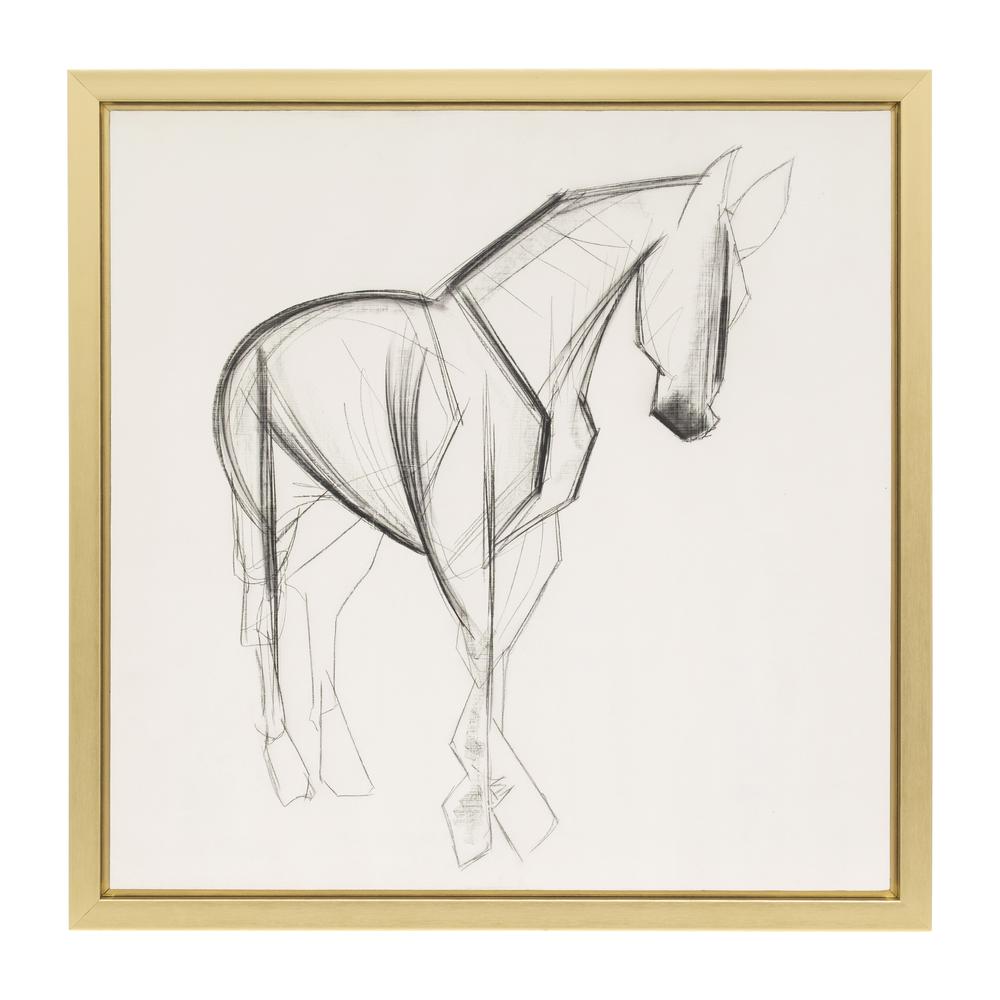 47x47, Hand Painted Elegant Horse Sketch, Blk/wht. Picture 1