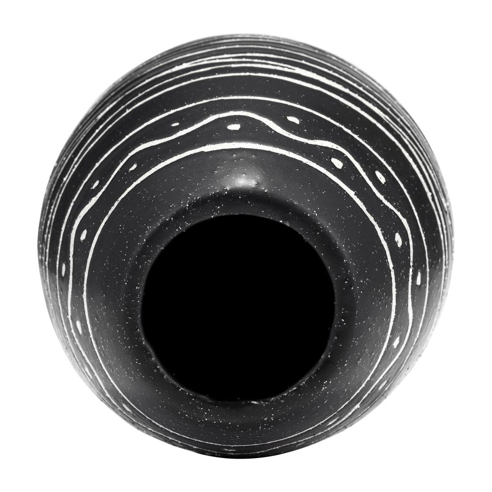 Cer, 8"h Tribal Vase, Black/white. Picture 5