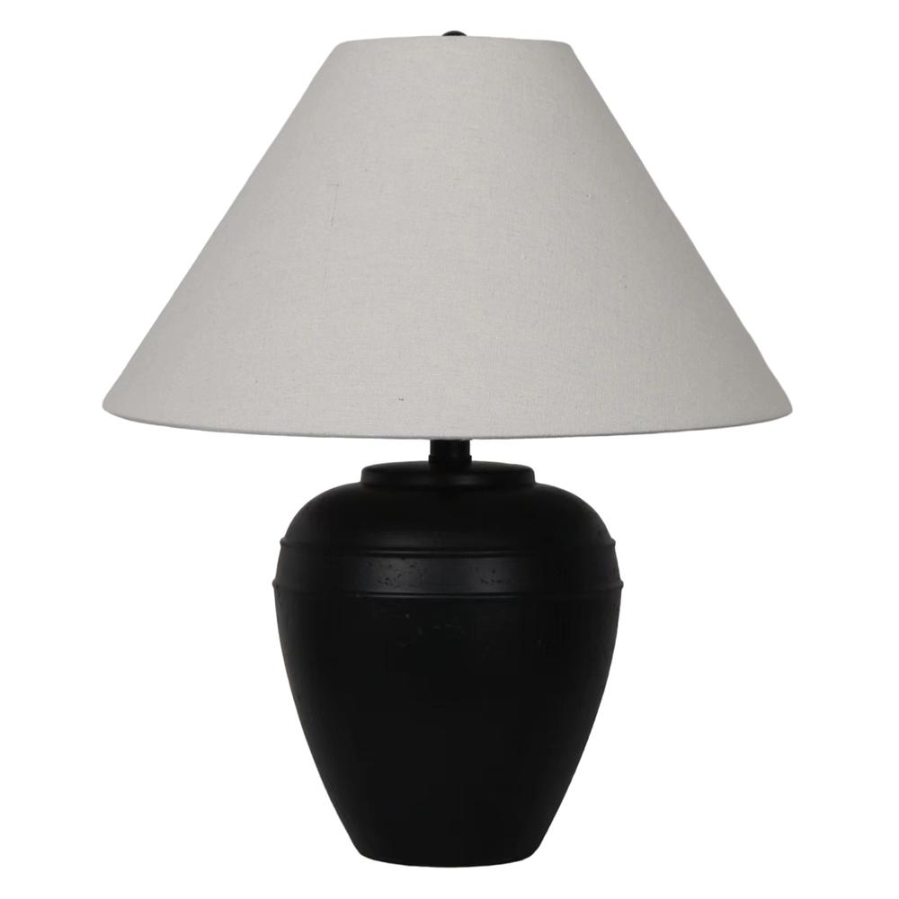 21" Textured Table Lamp Tapered Shade, Black/white. Picture 1