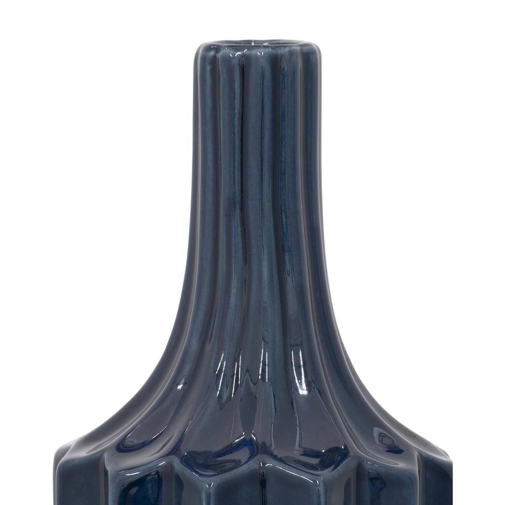 Cer, 16" Fluted Vase, Navy. Picture 4