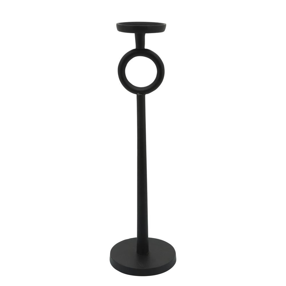 21"h Metal Candle Holder, Black. Picture 1