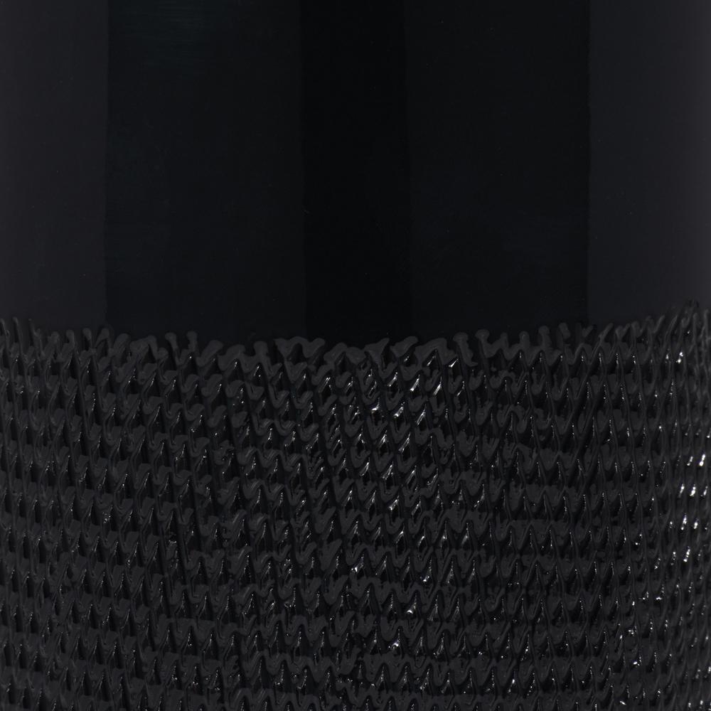Cer, 10"h Grooved Vase, Black. Picture 3