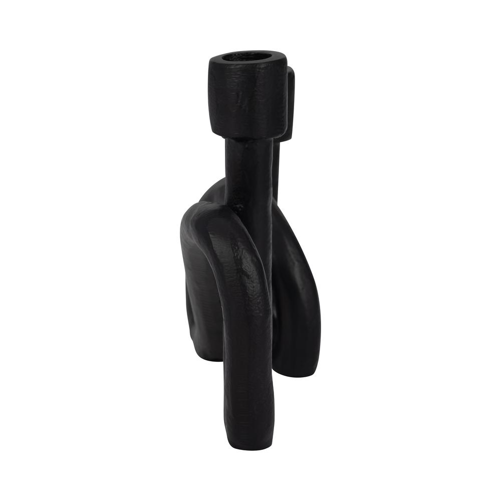 9" Swirled 2 Taper Candleholder, Black. Picture 4