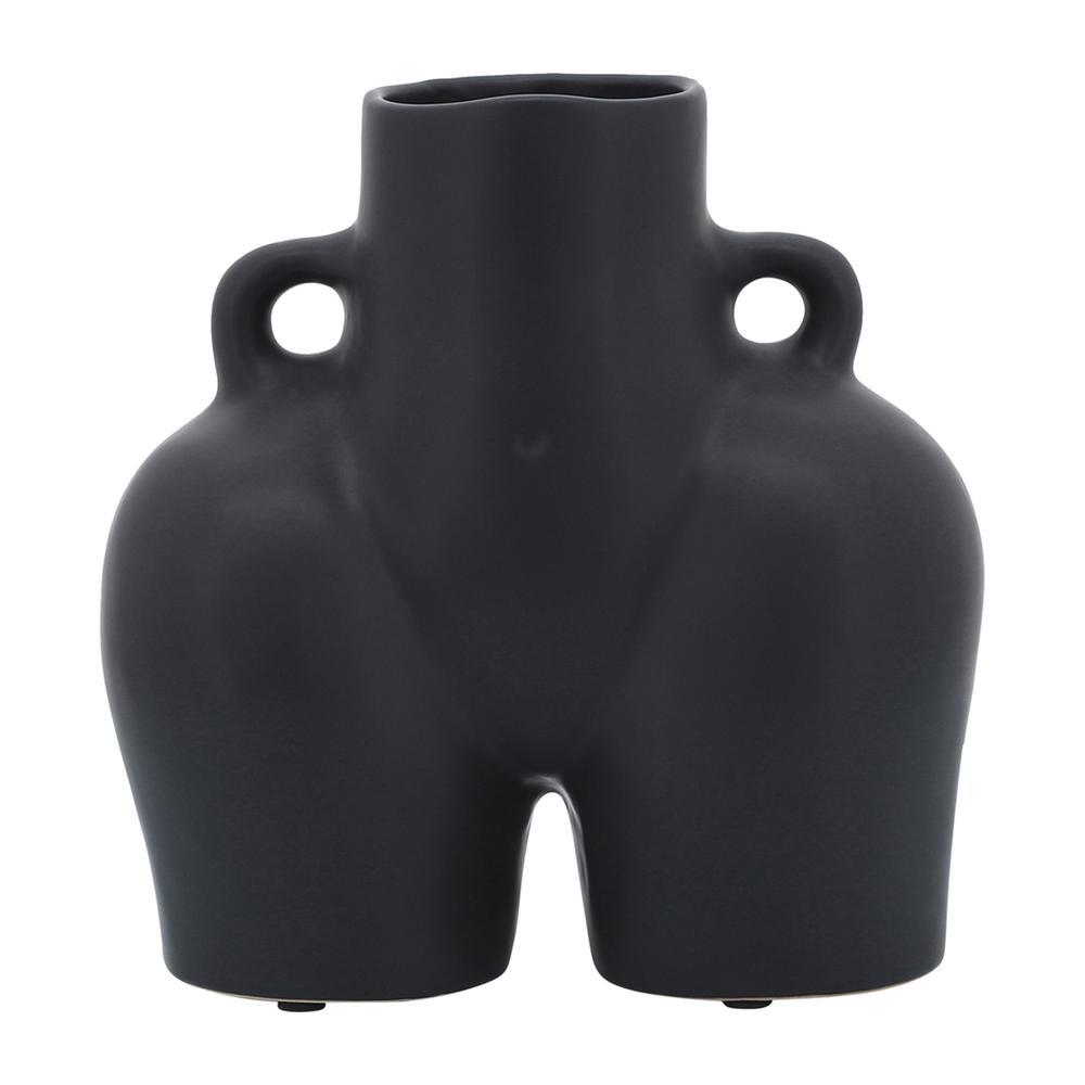 Cer, 7" Half Body Vase, Black. Picture 2
