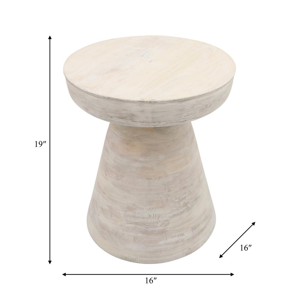 Wood, 19" Side Table, White. Picture 5