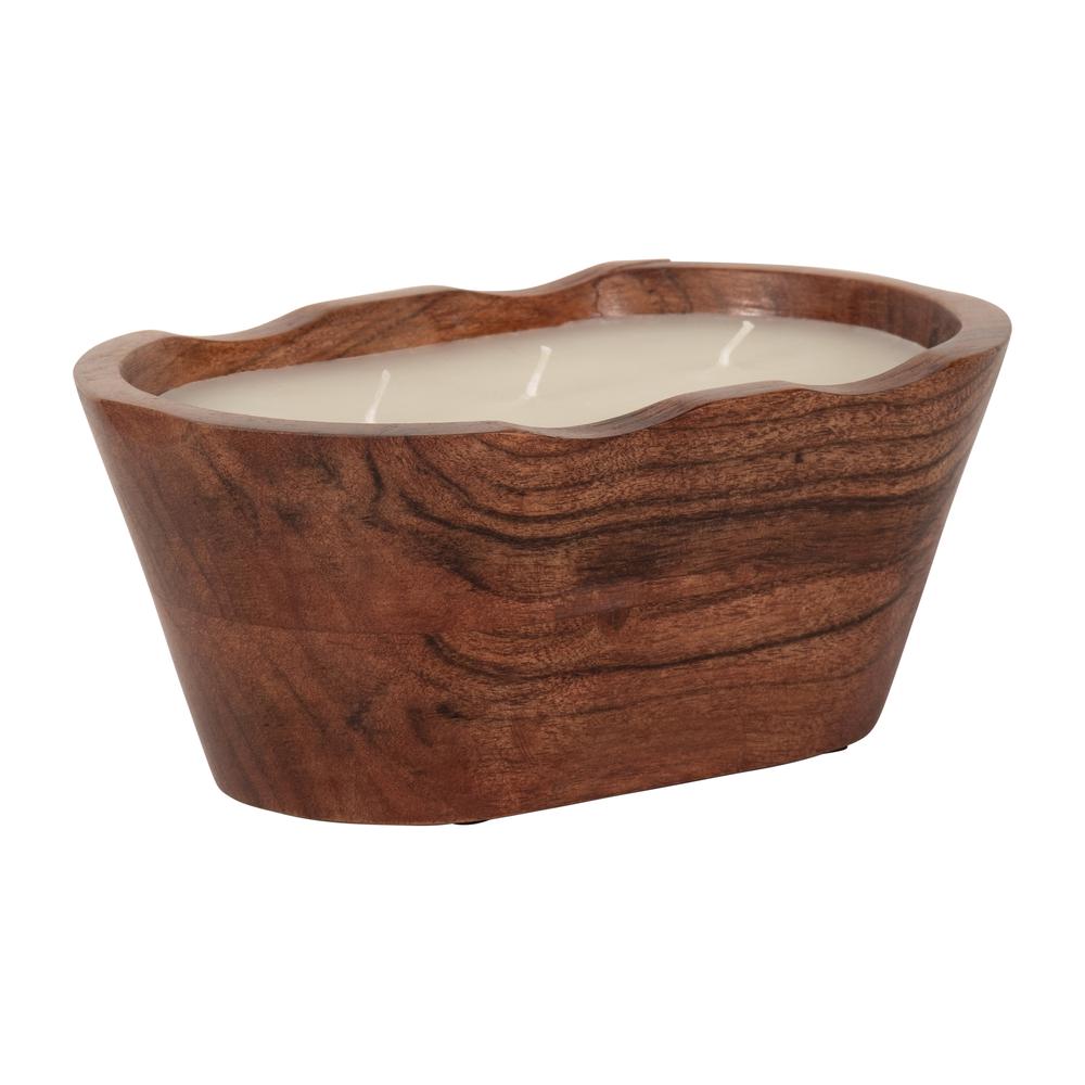 8" 16 Oz Vanilla Oval Bowl Candle, Natural. Picture 2
