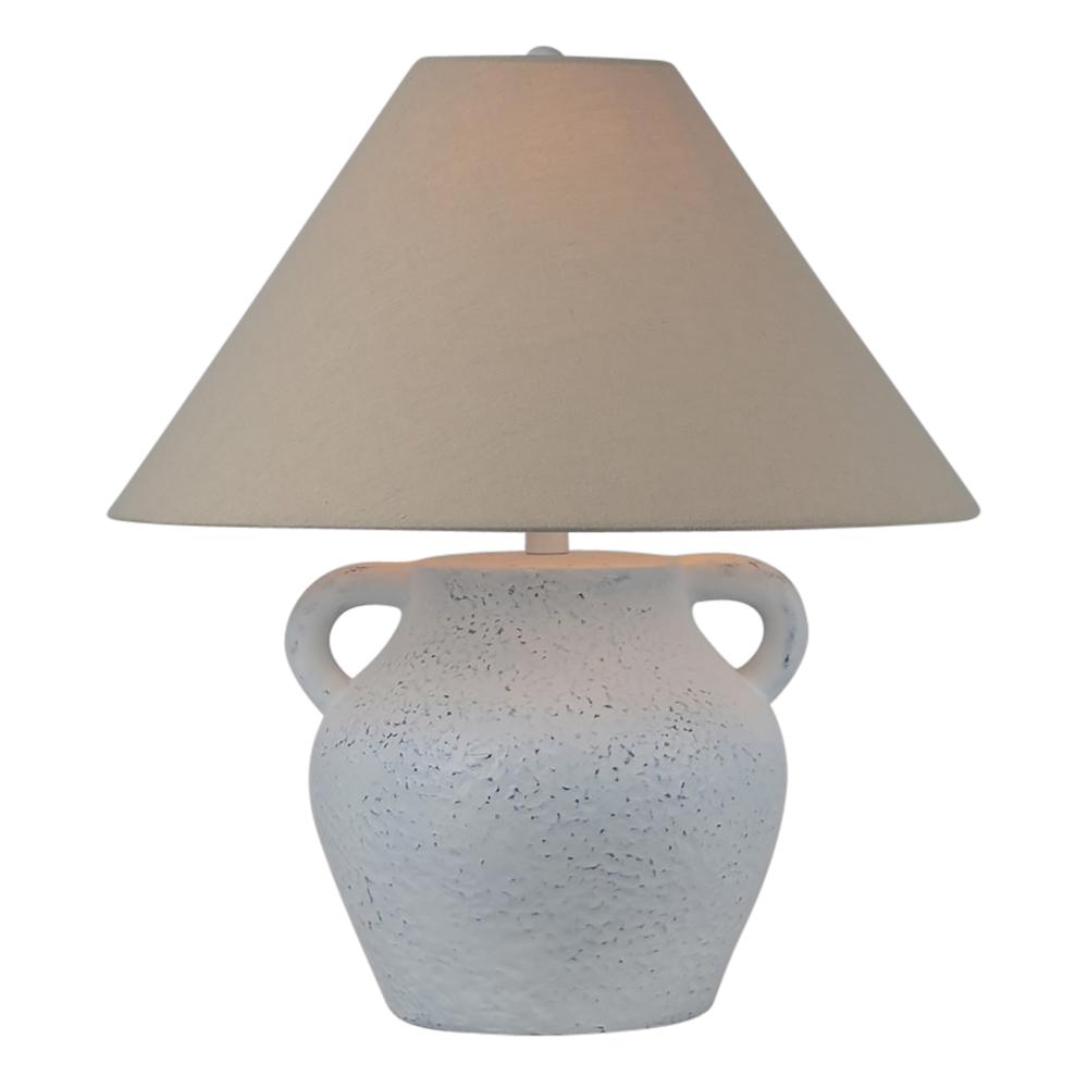 23" Textured Jug Table Lamp, White/grey. Picture 1