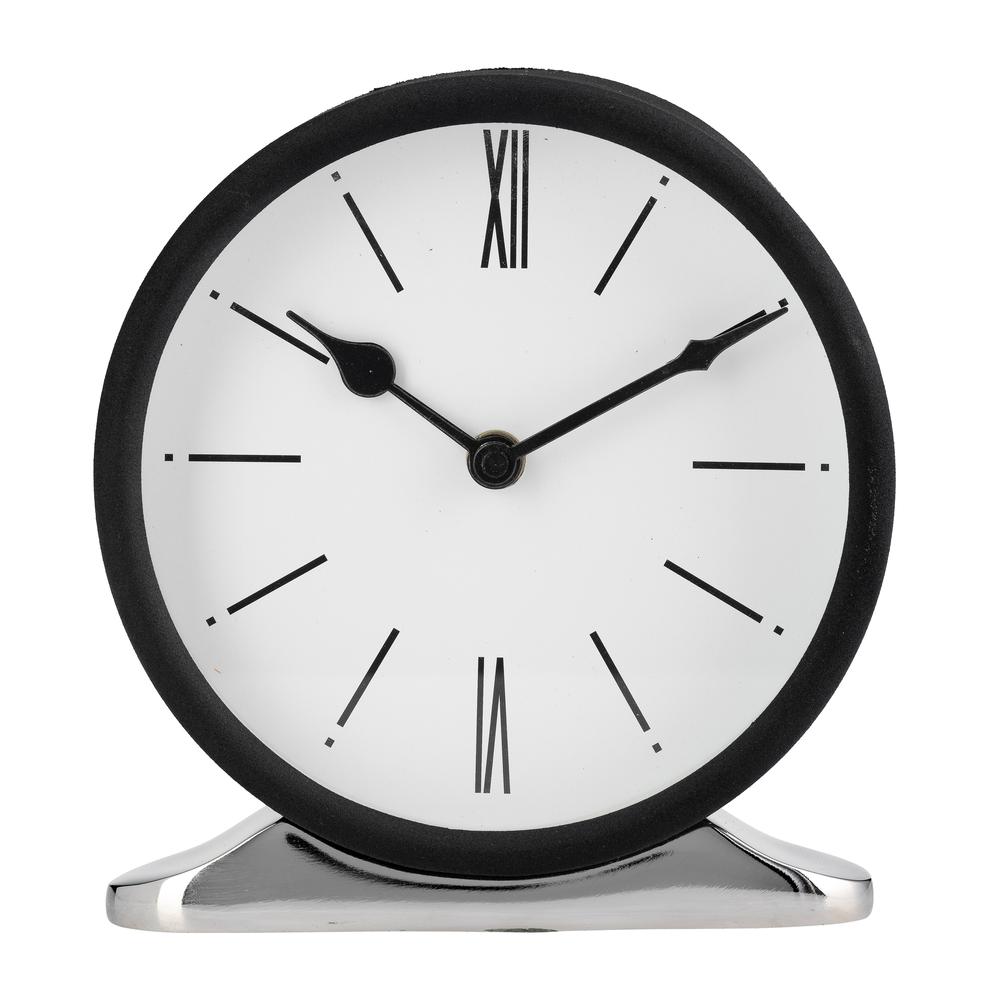 Metal,7"h,candid Table Clock,white/black. Picture 1