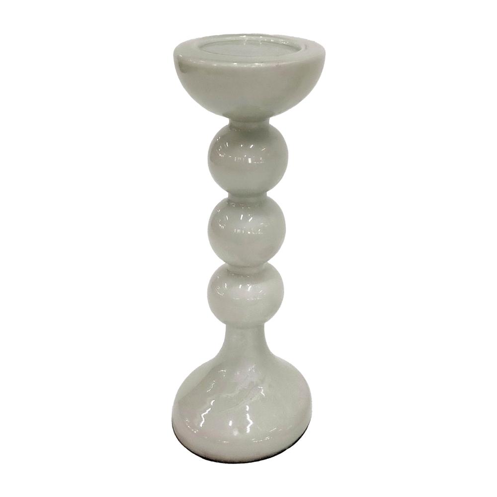 Glass,13"h,bubbly Candle Holder,white. Picture 1