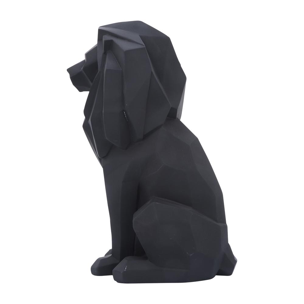 Resin 11"h Sitting Lion, Black. Picture 3