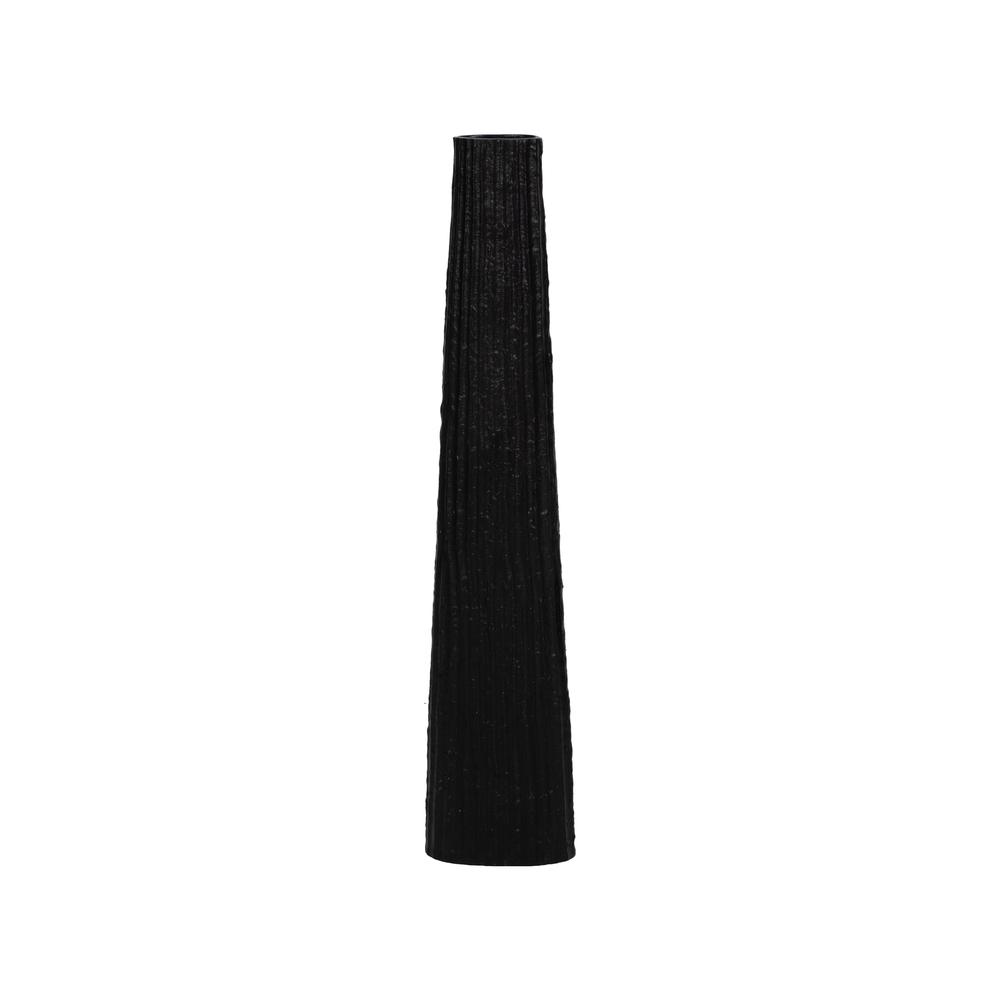 Metal, 35" Ribbed Floor Vase, Black. Picture 1