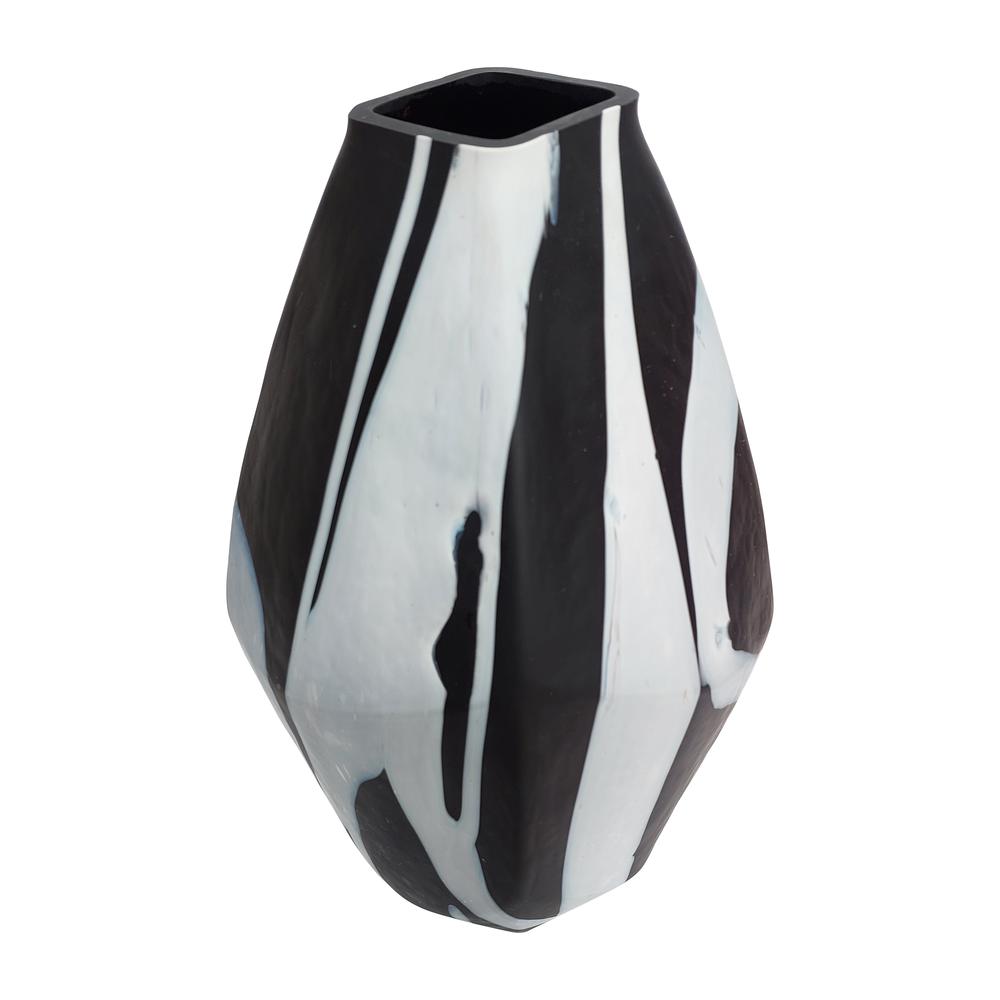Glass, 19" Abstract Contemporary Vase, Black. Picture 4