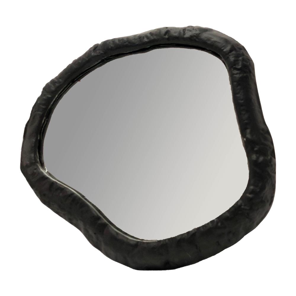 Alum,14",hammered Outlined Mirror,matte Black. Picture 1