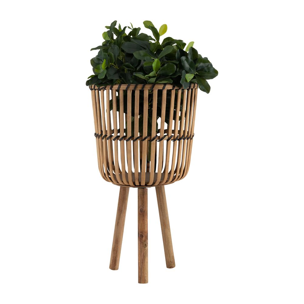 S/3 Bamboo Footed Planters 11/13/15", Natural. Picture 3