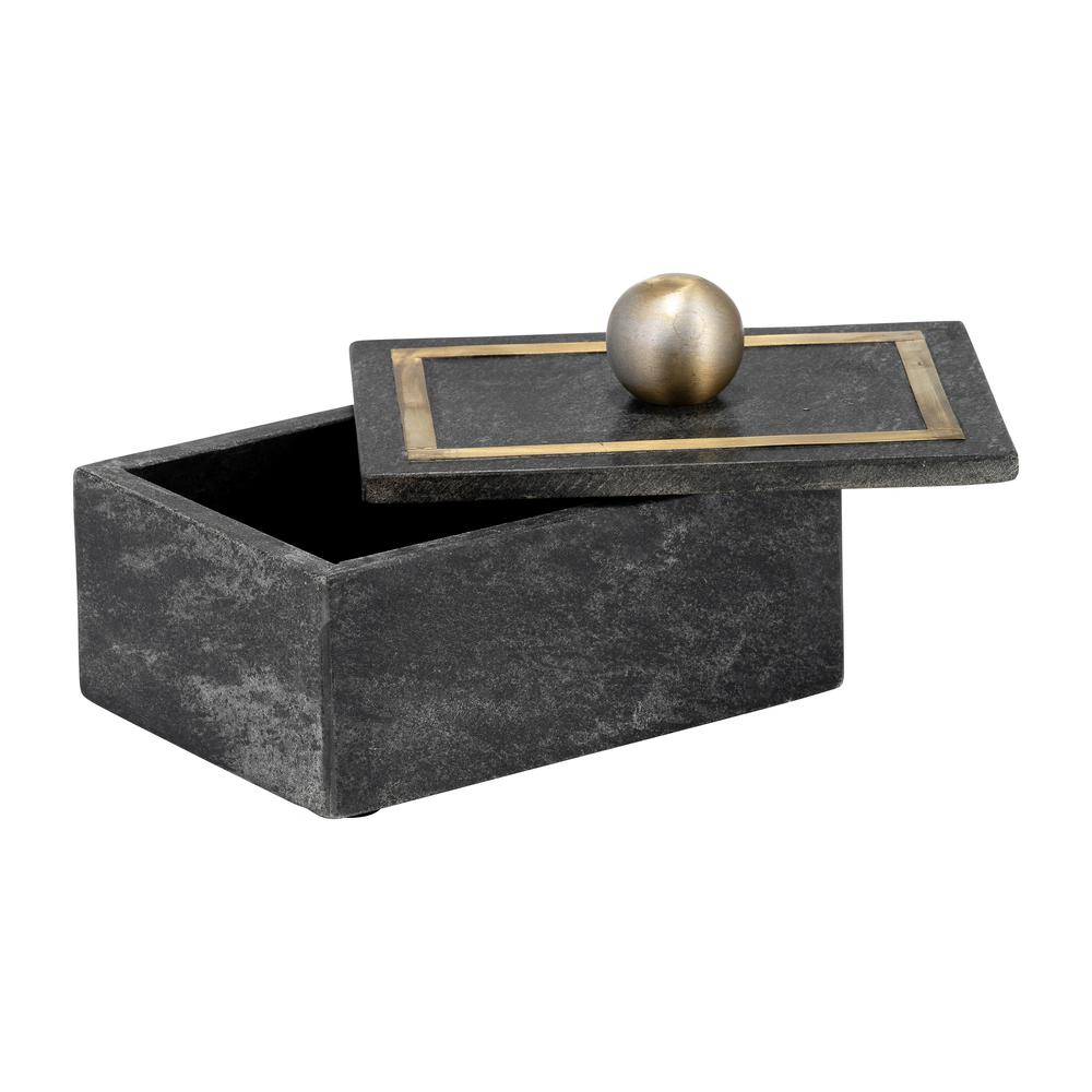 Marble, 7x5 Rectangular Box - Knob, Black. Picture 4