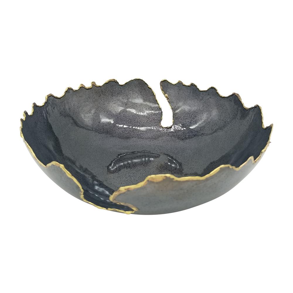 Metal S/3 12/15/18" Chipped Bowls, Black. Picture 2