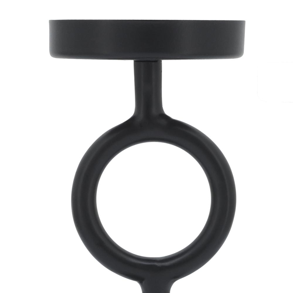 Metal, 8"h Ring Candle Holder, Black. Picture 5