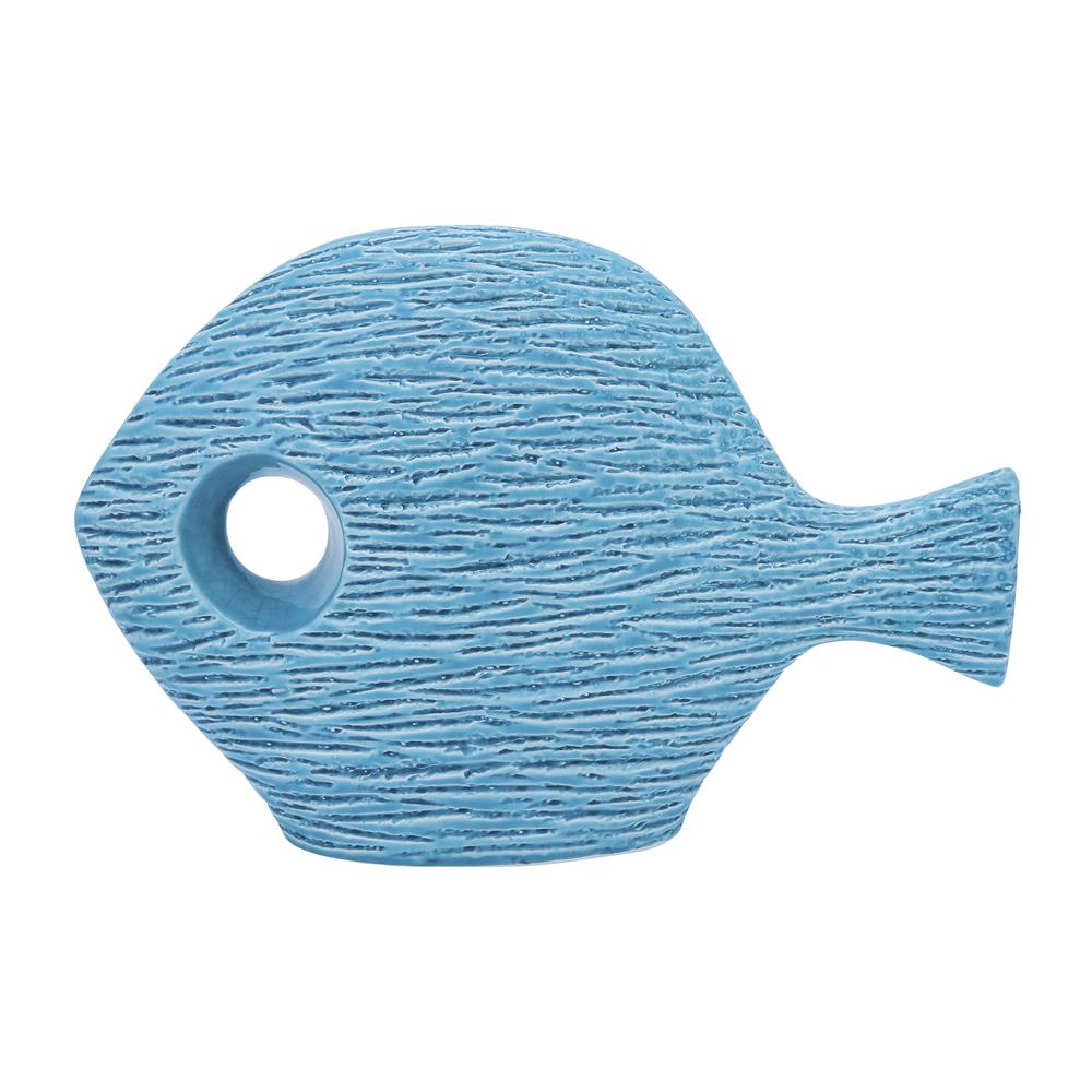 Cer, 14" Textured Fish, Blue. Picture 4