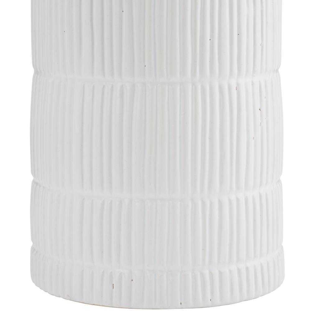 Cer, 18"h Lined Cylinder Vase, White. Picture 7