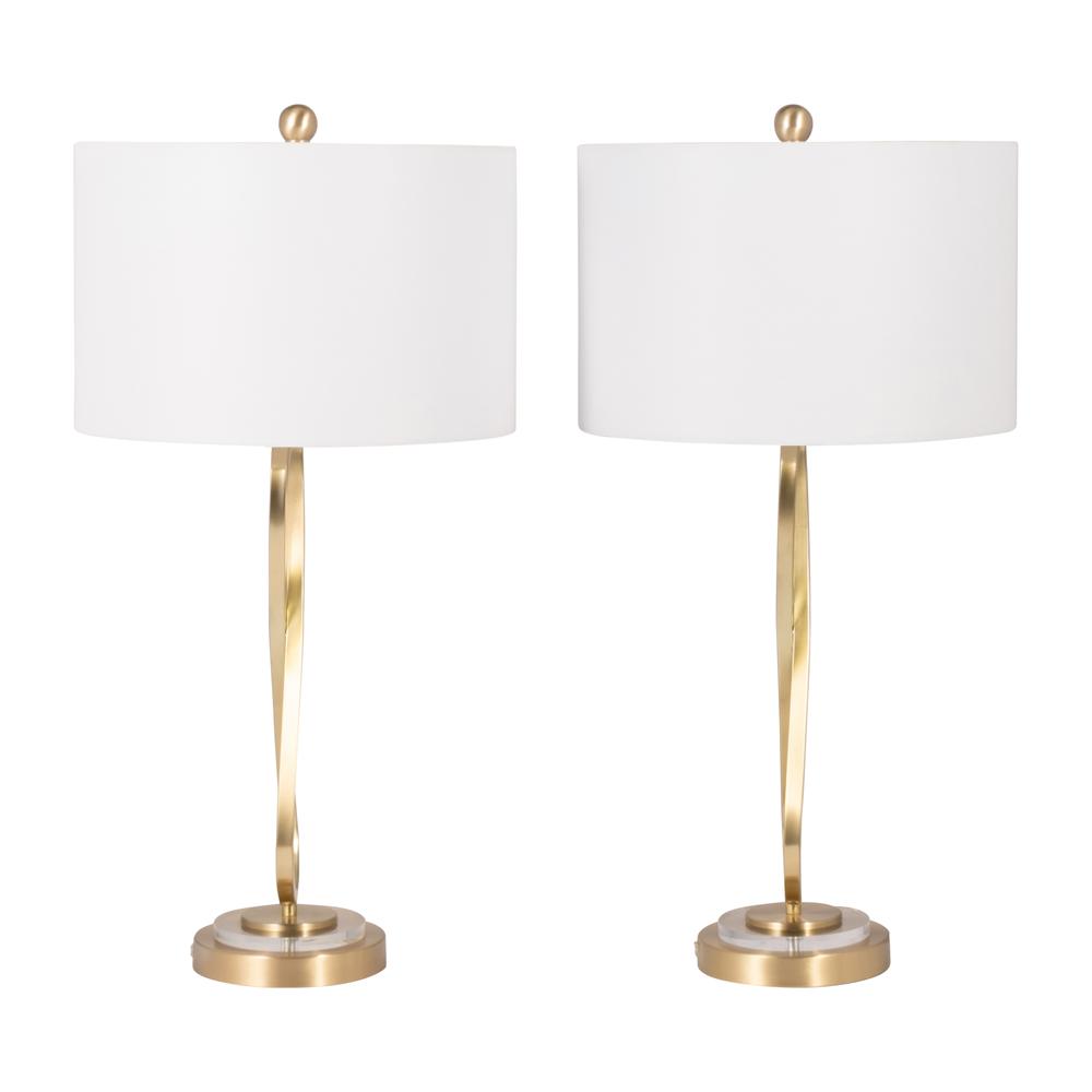 Metal, S/2 28" Infinity Table Lamps, Gold. Picture 4